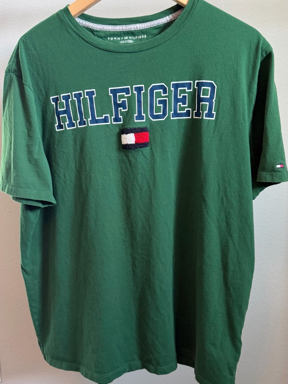 Tommy Hilfiger Green Crewneck Tee with Navy Logo